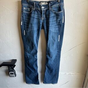 BKE Sabrina Jeans Y2K Low Rise Bootcut Buckle Denim w/ Contrast Stitching Sz 29